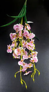 Ramură decorativă cu orhidee artificială roz deschis – design curgător cu frunze elegante